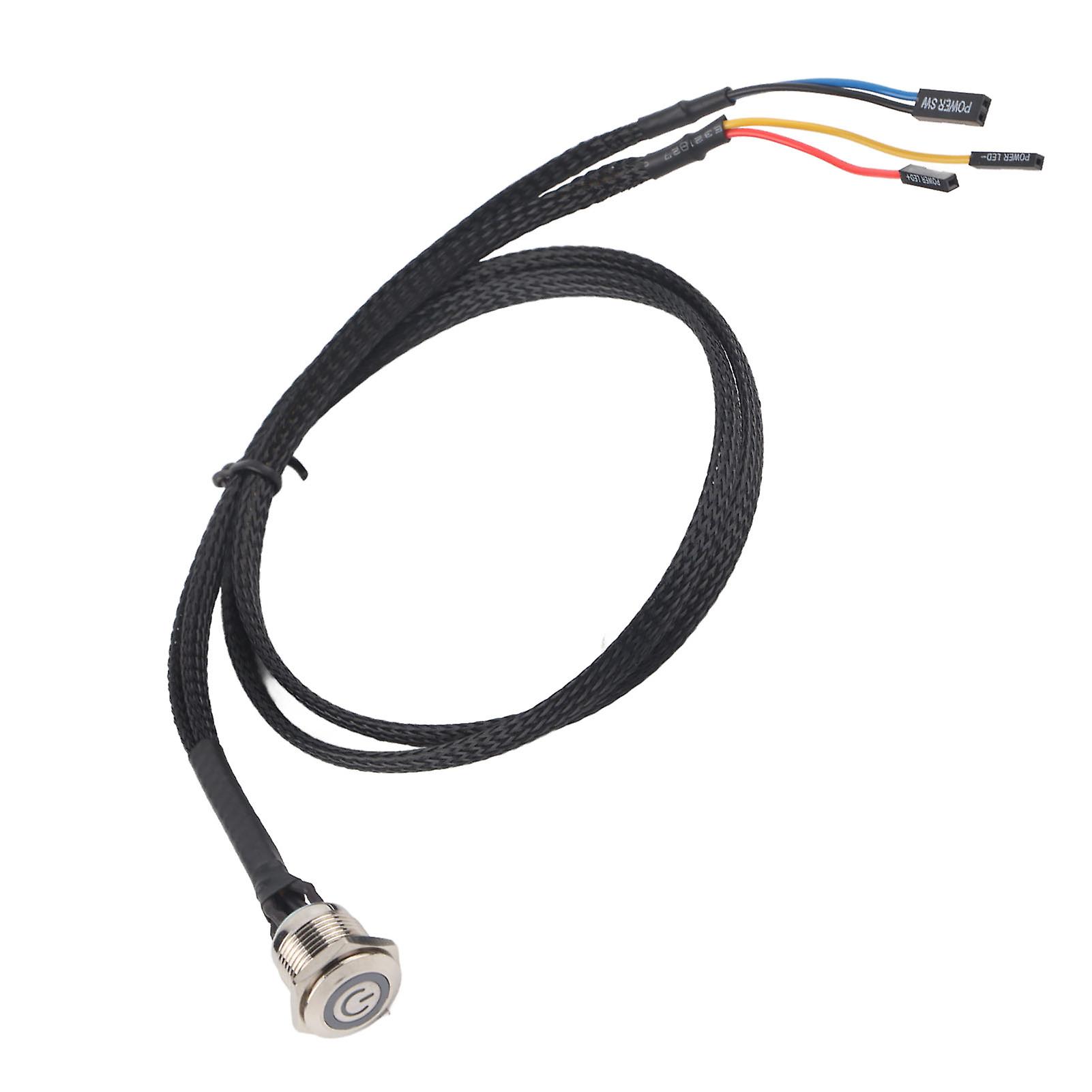 Desktop Computer Host Switch Cable Metal Button Metal Led Power Buttonblue