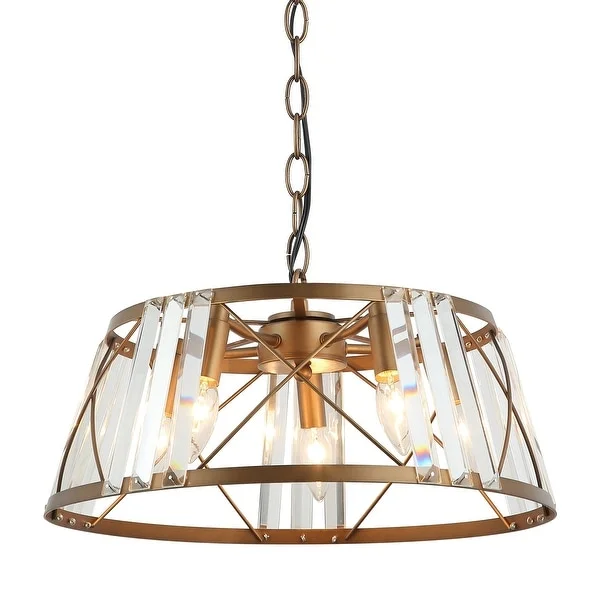 Farmhouse Modern 5-Light Metal Frame Crystal Drum Chandelier - 18-in W Shopping - The Best Deals on Chandeliers