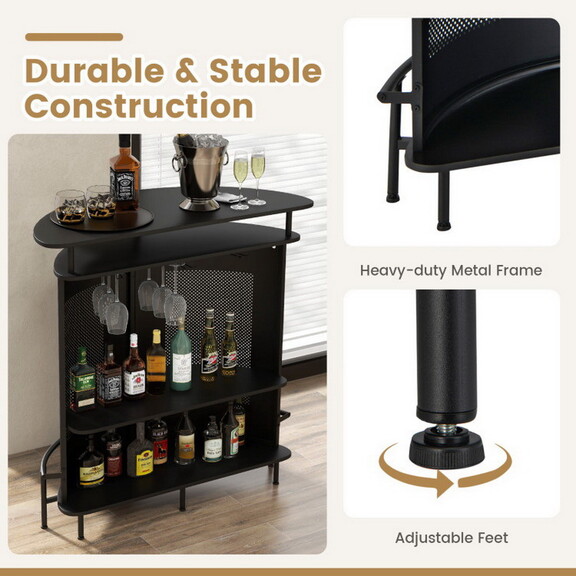 Costway 74638295 4 Tier Liquor Bar Table with 3 Gl...