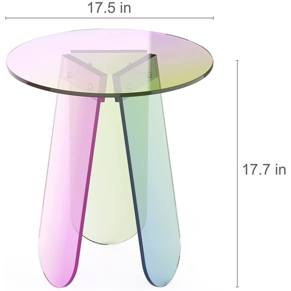 Acrylic Rainbow Color Coffee Table Iridescent Glass Round Side Table