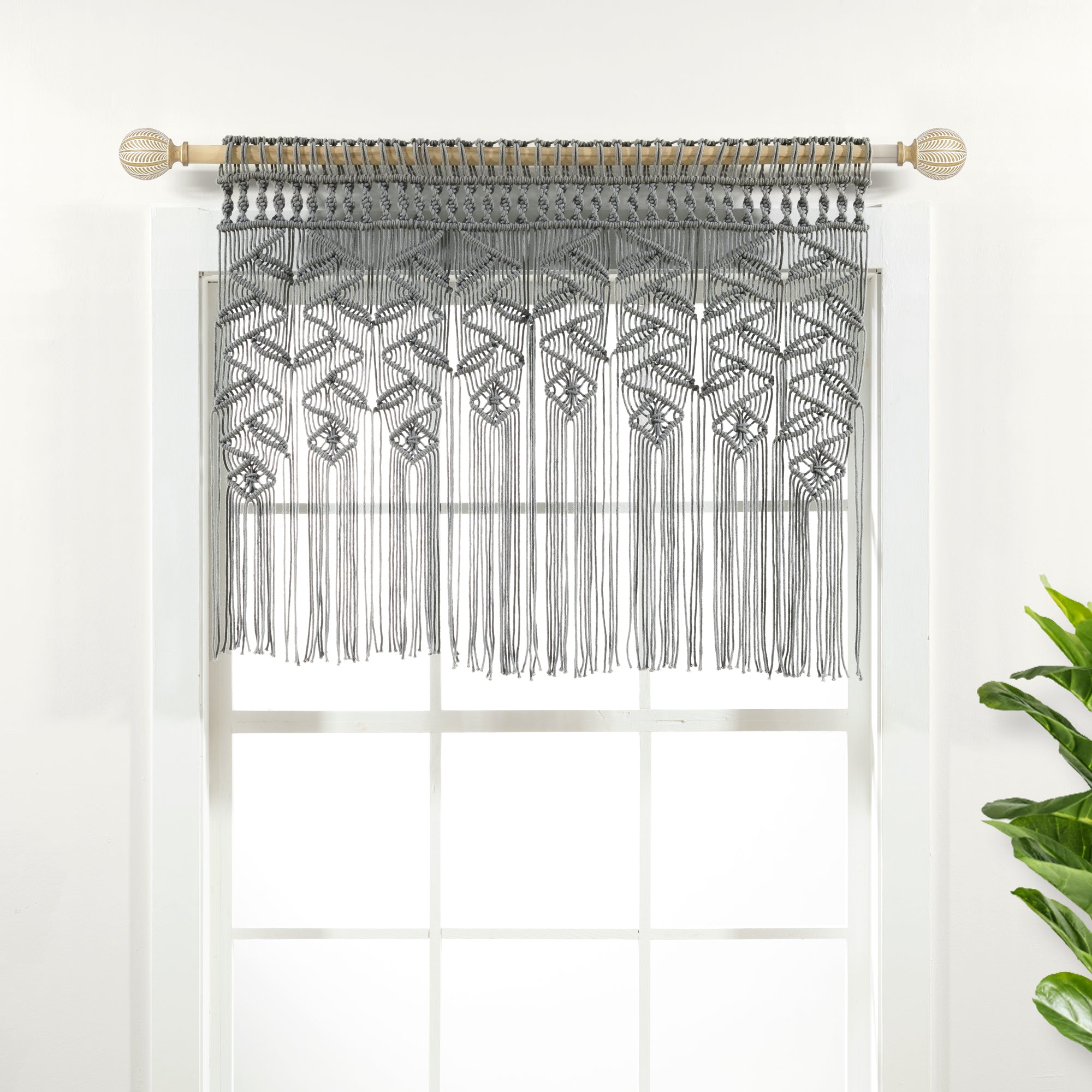 Boho Macrame Leaf Cotton Valance