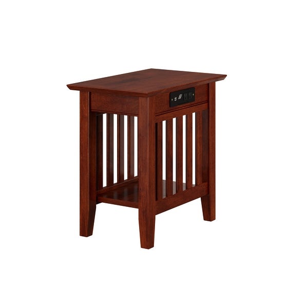 Mission Solid Wood Side Table with USB Charger Set of 2