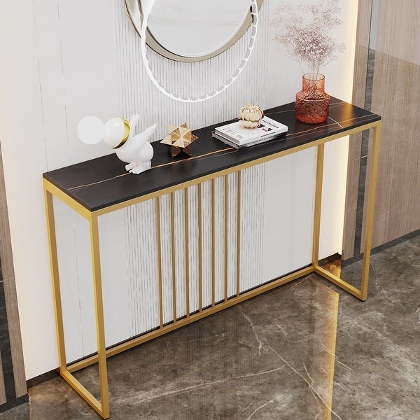 47.2-inch Long Solid Marble Narrow Console Table - W 47.2