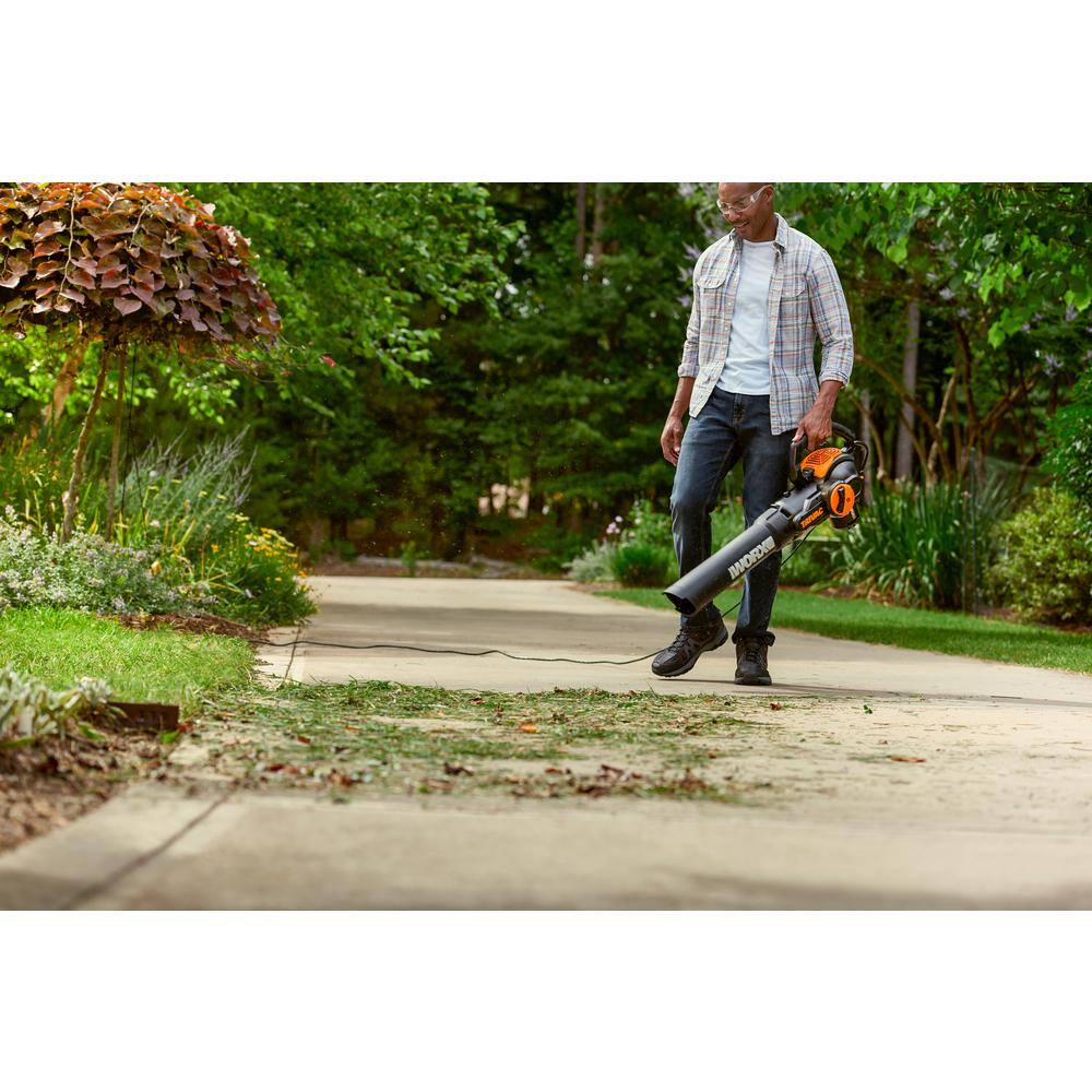 Worx 70 MPH 600 CFM 12 Amp Electric Leaf Blower Mulcher and Vacuum WG522