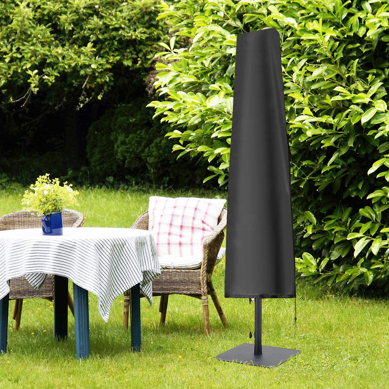 1 Offset Patio Umbrella Cover 1 Storage Bag Black