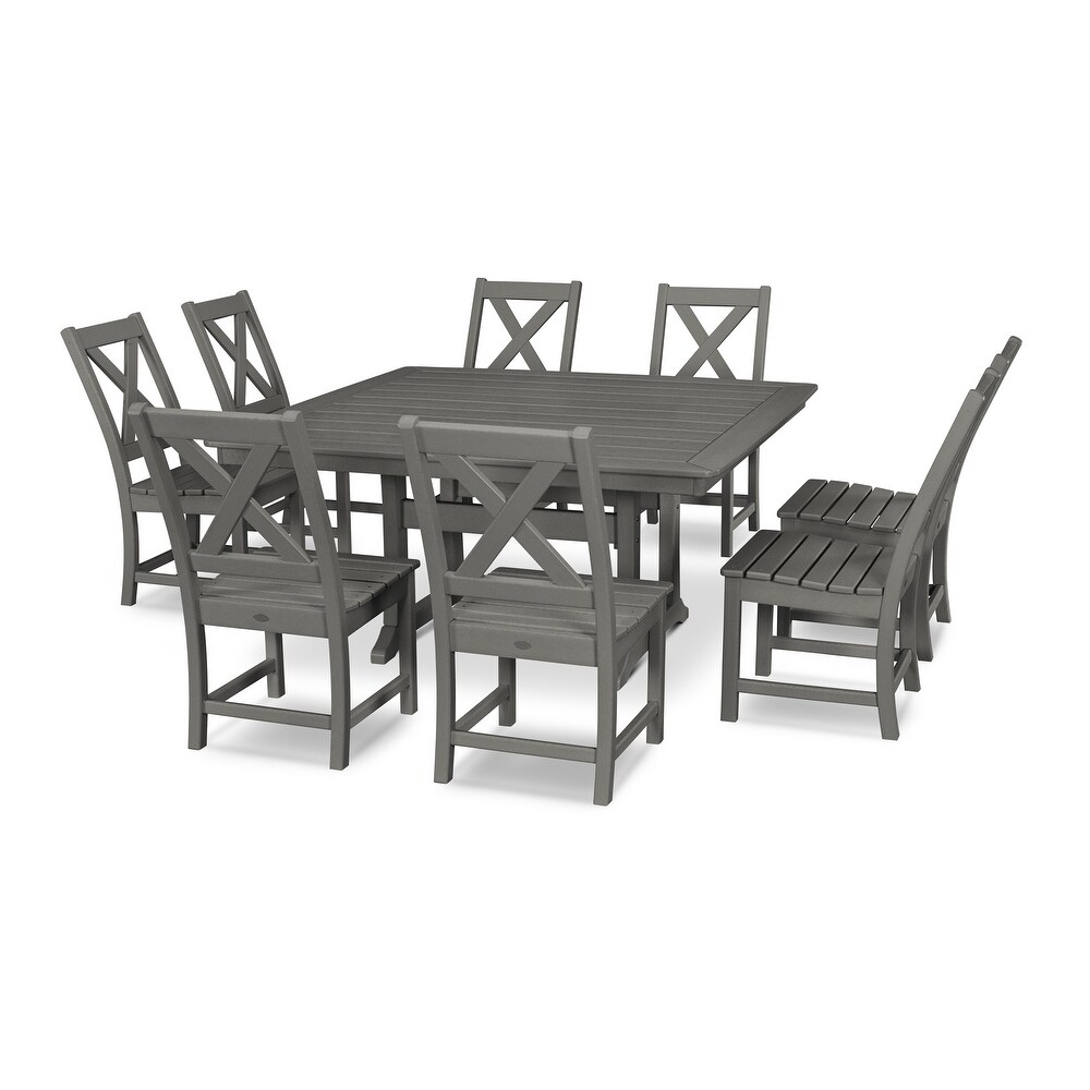 POLYWOOD Braxton 9 Piece Nautical Trestle Dining Set