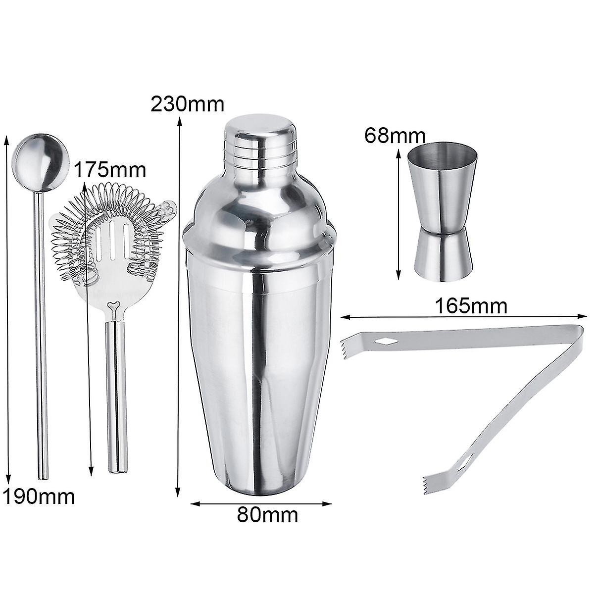 5pcs 750ml Less Steel Shaker Set Bar Drink Mixer Bartender Accessories