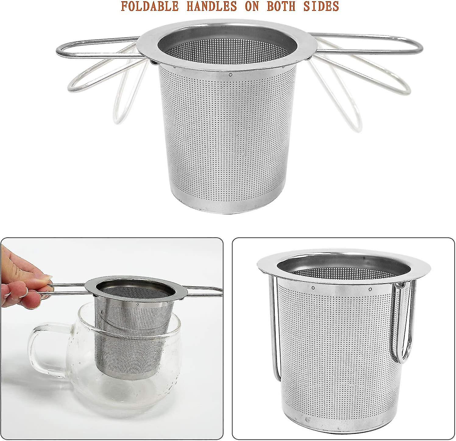 Tea Filters， 304 Stainless Steel Fine Hole Tea Infuser， Foldable Handle And Large Capacity Tea Strainer， For Hanging Teapots， Tea Cups2 Tea Strainers