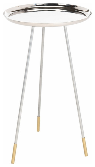 Aurora Tri Leg Contemporary Glam Side Table  Silver/Gold   Midcentury   Side Tables And End Tables   by Rustic Home Furniture Deco  Houzz