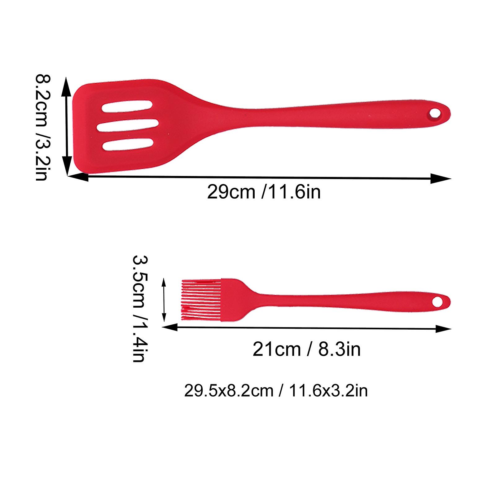 5 Pcs Silicone Spatulas Set， Heat Resistant Kitchen Utensil With Pastry Brush And Whisk Mini Diy Kitchen Tools For Home Cooking Baking[red]