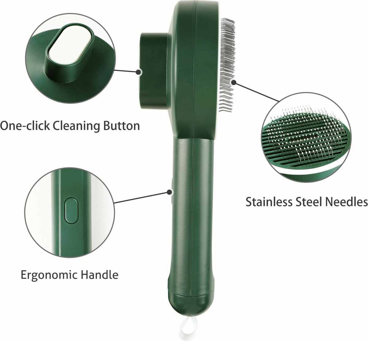 Fido Fave Self-Cleaning UV Sterilization Cat Slicker Brush， Green， Medium