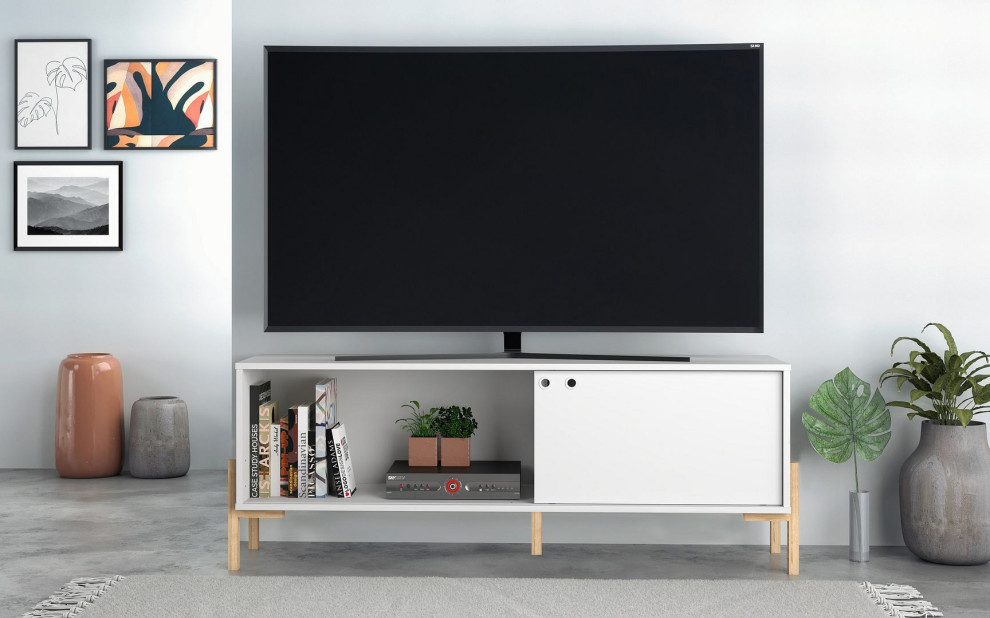 Manhattan Comfort Bowery 55.12 TV Stand  2 Shelves   Transitional   Entertainment Centers And Tv Stands   by Manhattan Comfort  Houzz