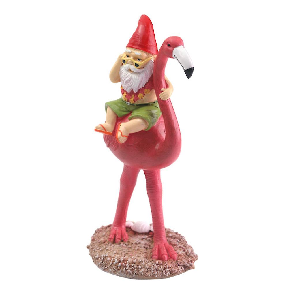 Dwarfs Riding Flamingos Figurine Sculpture Statue For Home Desktop Decoration Handicraft Bookshelf Ornaments