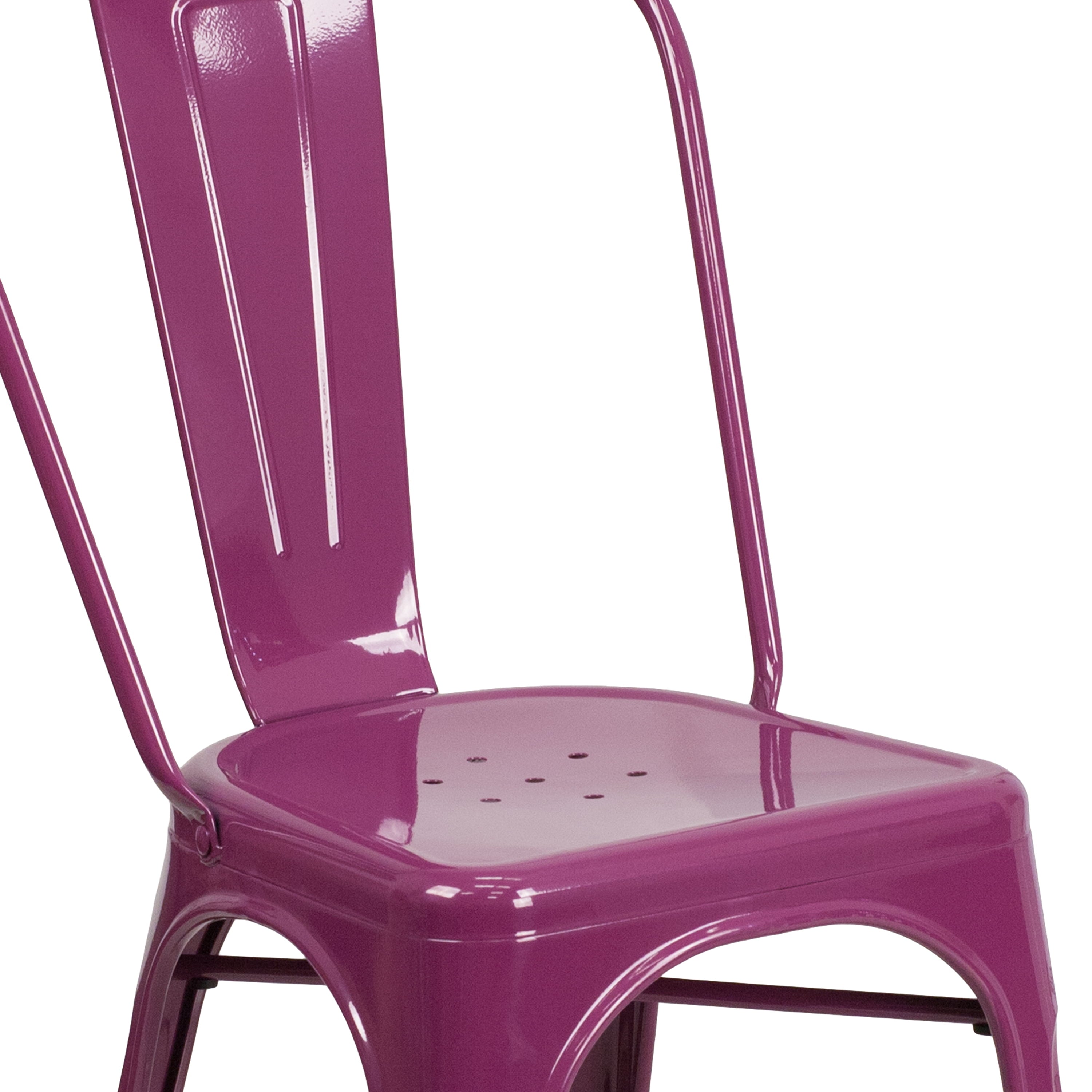 Flash Furniture Commercial Grade Purple Metal Indoor-Outdoor Stackable Chair