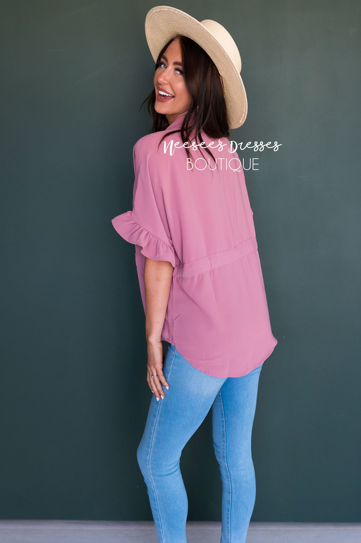 Button Up Cinched Waist Blouse