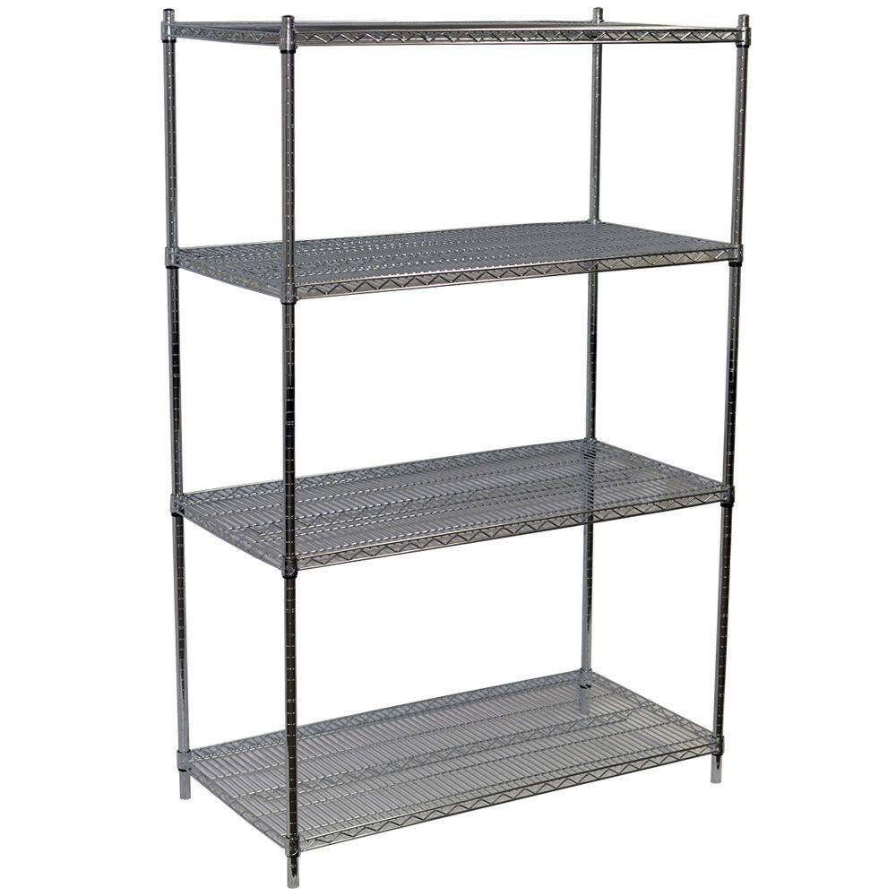 Storage Concepts Chrome 4-Tier Steel Wire Shelving Unit (48 in. W x 63 in. H x 24 in. D) WCS4-2448-63