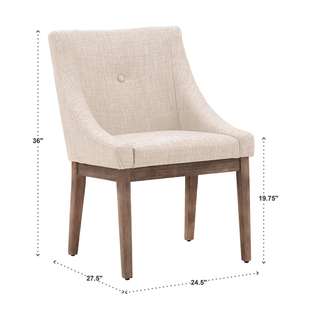 Voyager Button Tufted Slope Arm Linen Dining Chair (Set of 2) by iNSPIRE Q Artisan