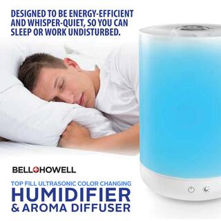 Bell + Howell 1 Gal. Capacity Ultrasonic Color Changing Top Fill Humidifier with Cool Mist and Aroma Diffuser 7105