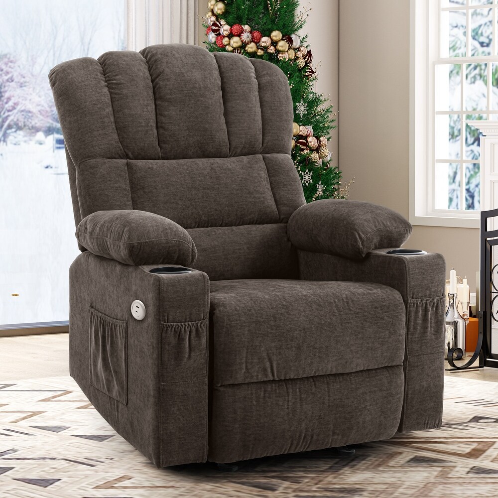 Moasis Brown linen Lift Power Recliner Chair Heated Massage Sofa Lounge