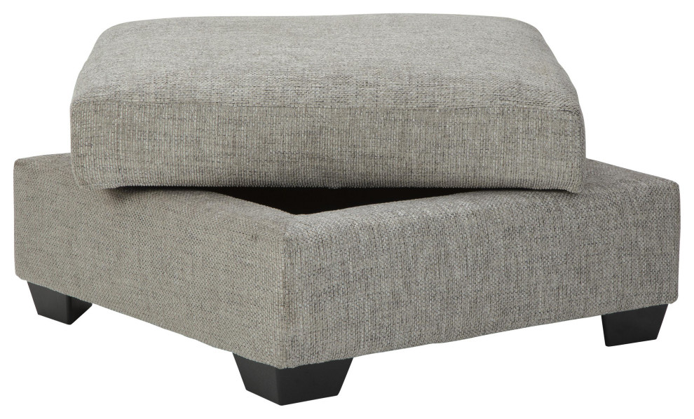 Wooden Ottoman with Textured Polyester Upholstery and Storage  Light Gray   Transitional   Footstools And Ottomans   by VirVentures  Houzz