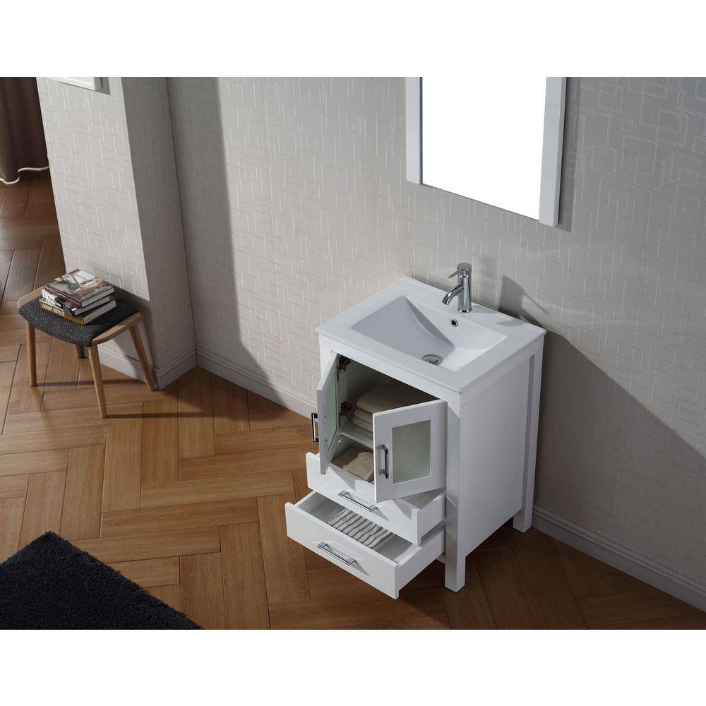 Virtu USA Dior 24 in. W x 18 in. D x 33 in. H Single Sink Bath Vanity Cabinet without Top in White KS70024-CAB-WH