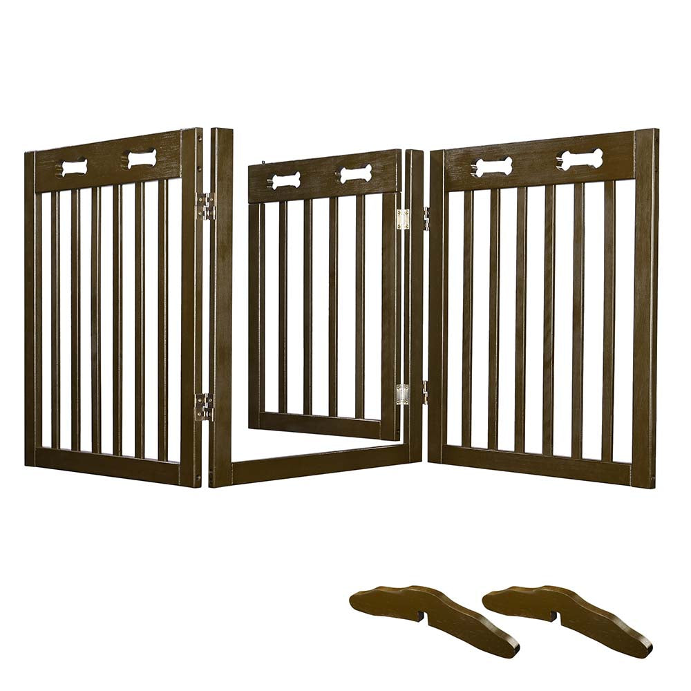 Yescom 3-Panel Folding Wood Pet Gate Grate Baby Barrier 60x24in