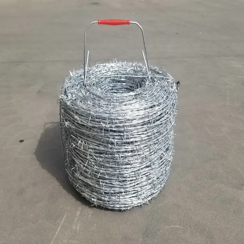 China Supply 4Points Galvanized Iron Wire  Double Strand 1320ft Barbed Wire Coil