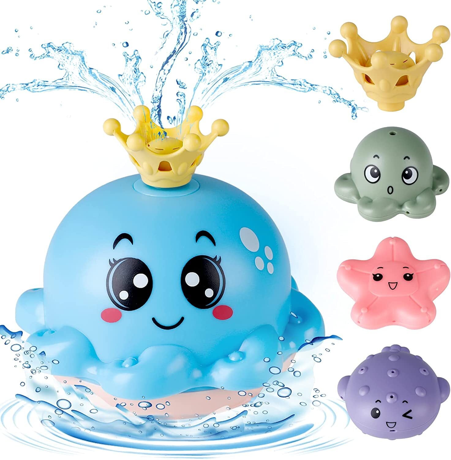 HopeRock Octopus Baby Bath Toy for Kids， 4 Water Spray Modes Light-up Flashing Bathtub Toys for Toddler Boys Girls Aged 6 Months+