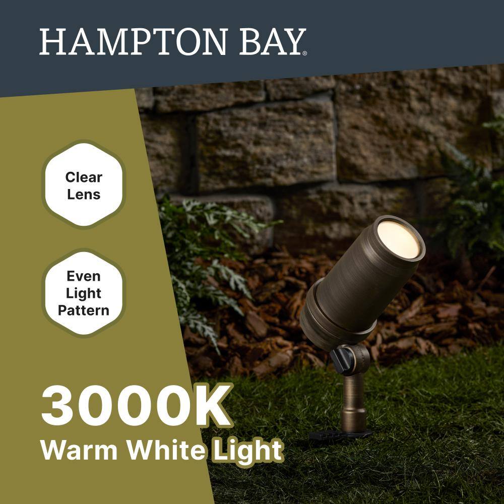 Hampton Bay Low Voltage Landscape Antique Brass Adjustable Beam Spotlight with 3.6-Watt 400-lumen Integrated LED LST-NU4BR3000K