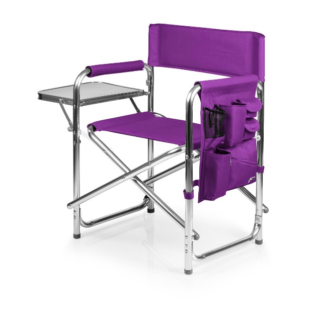 Picnic Time Sports Chair With Table And Pockets Purple