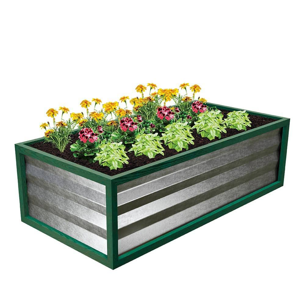 Cinch Smart Garden 48 in. x 24 in. x 12 in. Green Composite with Galvanized Steel Raised Garden Bed 3053798