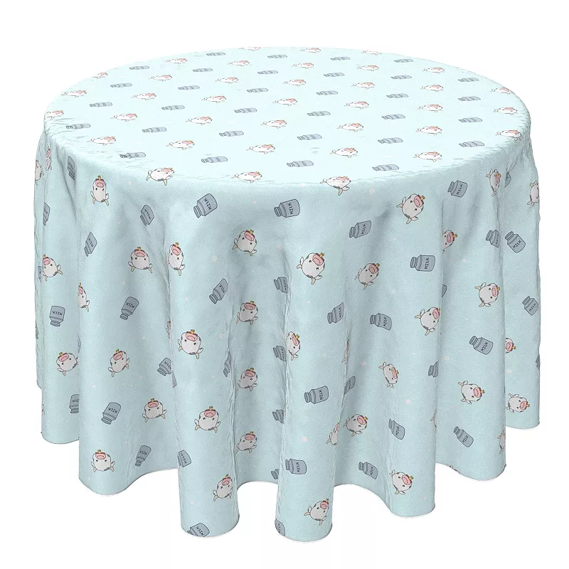 Round Tablecloth， 100% Cotton， 60 Round， Cows and Milk Cans