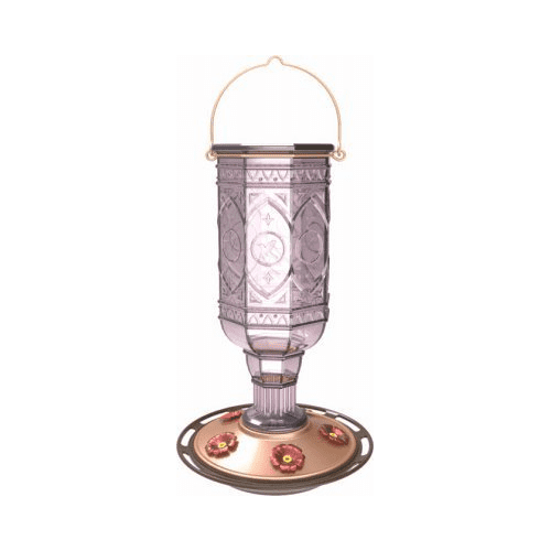 More Birds Amethyst Jewel Glass Hummingbird Feeder， 20 oz Nectar Capacity