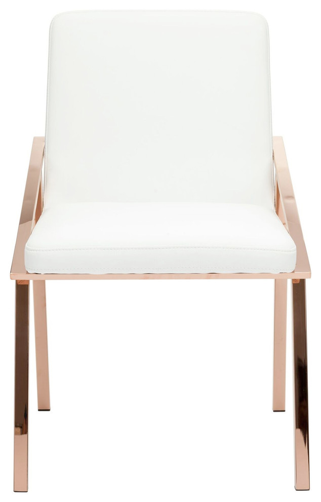 Nuevo Nika Faux Leather Dining Side Chair in White and Rose Gold   Modern   Dining Chairs   by Homesquare  Houzz