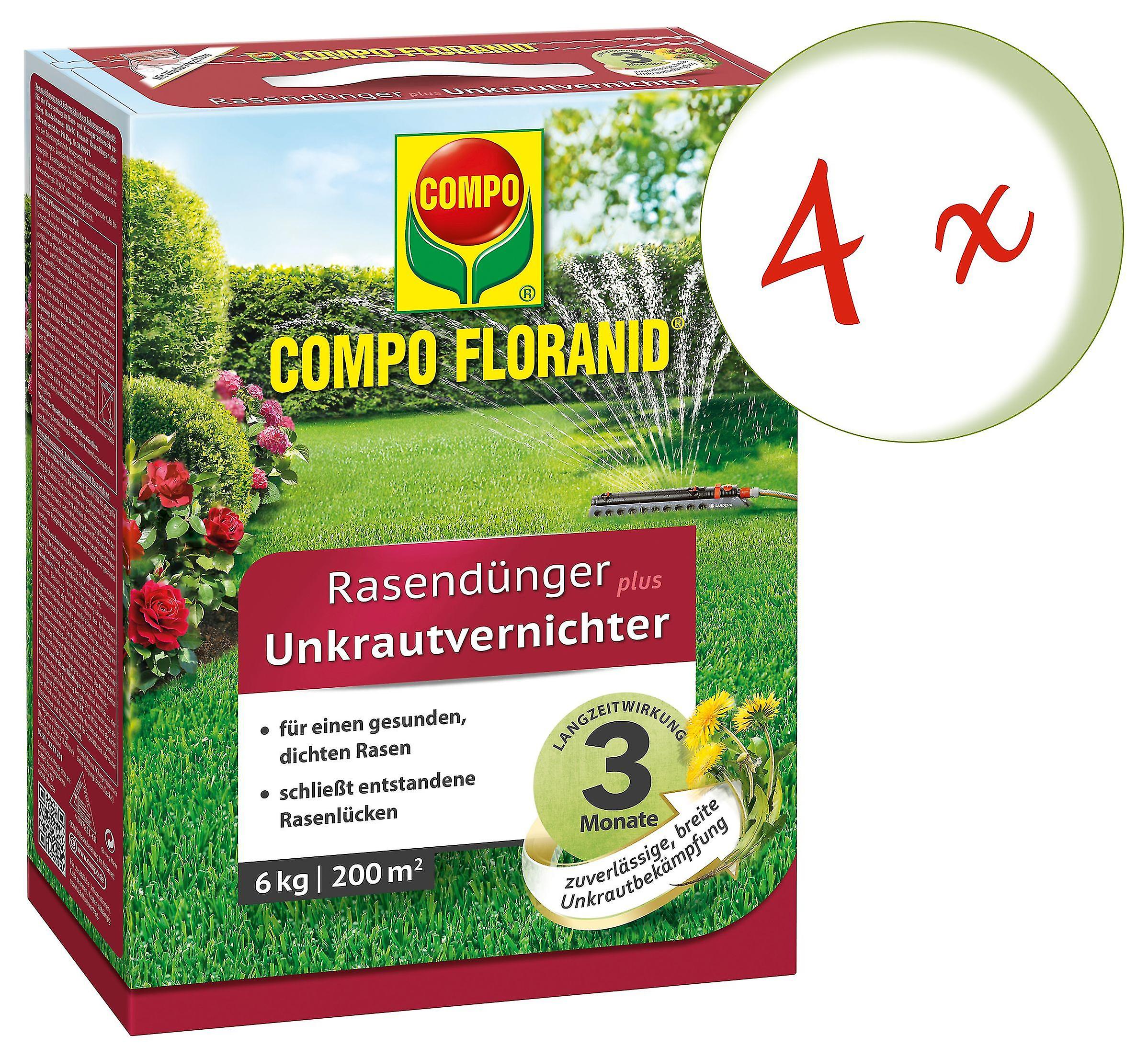 4 x COMPO Floranid?? turf dryer plus weed killer， 6 kg