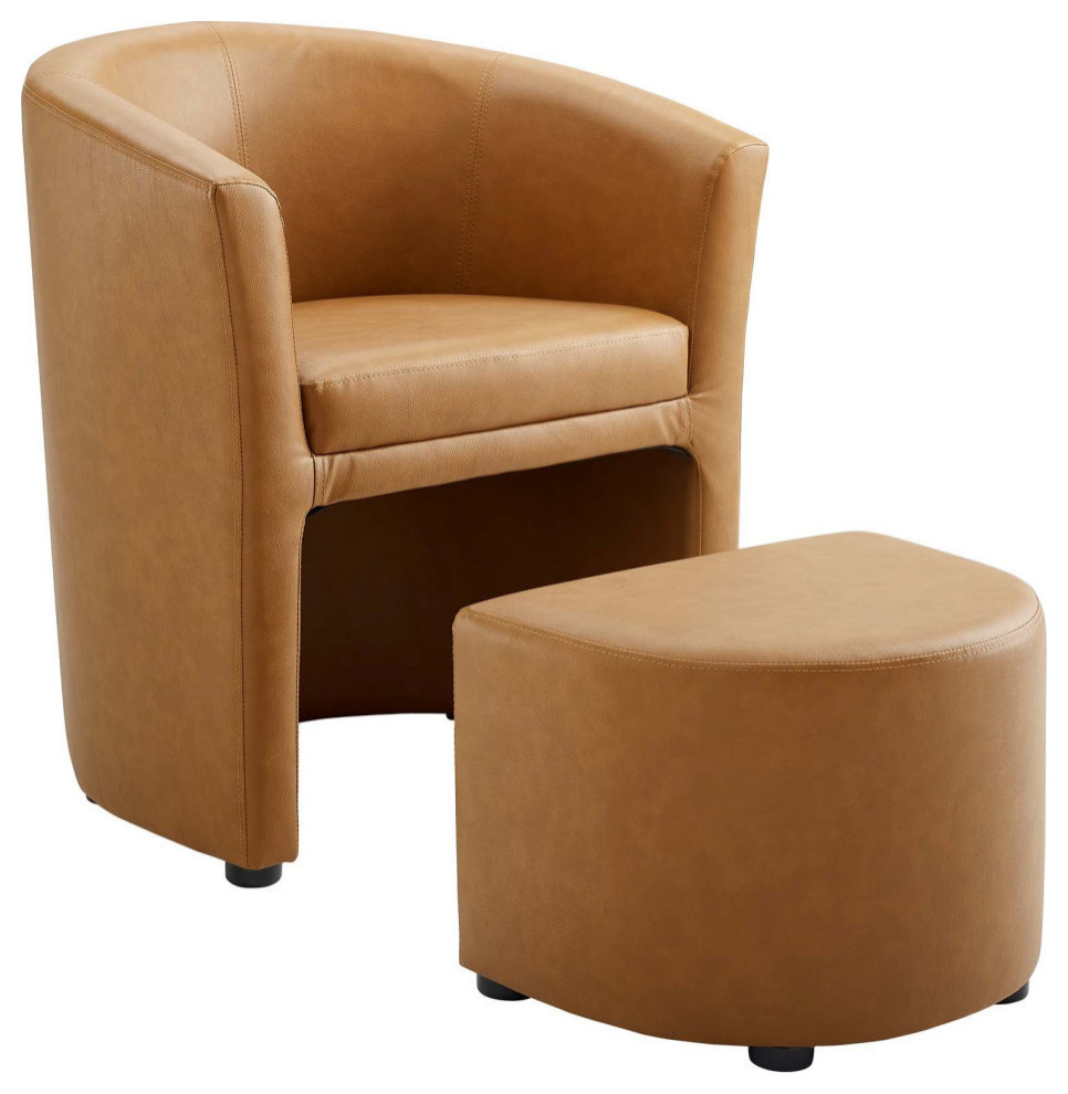 Tomas Tan Armchair And Ottoman   Contemporary   Footstools And Ottomans   by Rustic Home Furniture Deco  Houzz