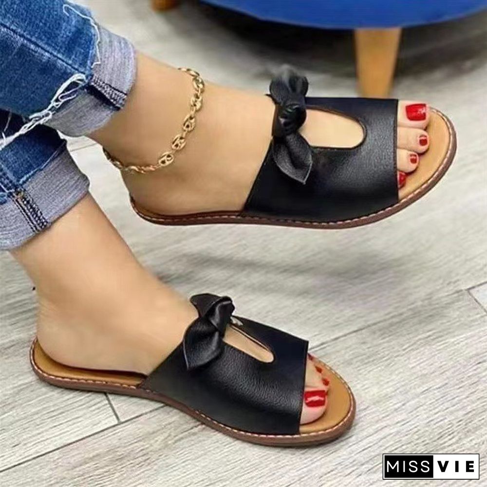 Sandals Bow Flat Heel