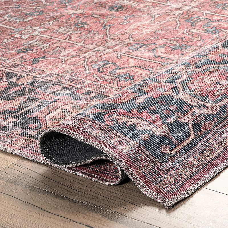 nuLOOM Katie Machine Washable Distressed Bordered Area Rug