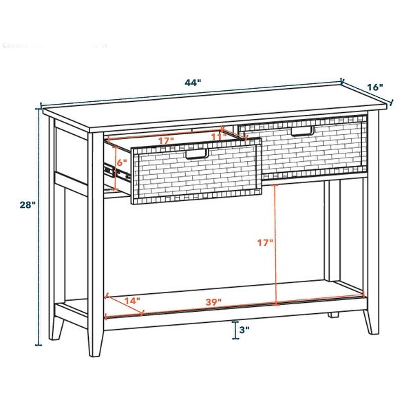 Modern Style Console Table， Sofa Table With 2 Baskets And Shelf