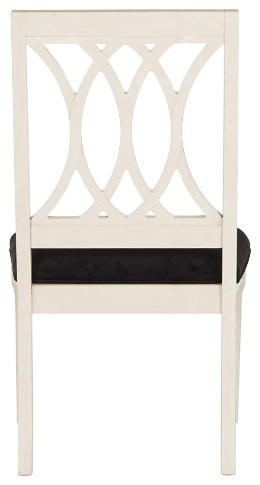 Set of 2 Dining Chair  Cushioned Velvet Seat With Geometric Back  Black/White   Transitional   Dining Chairs   by Declusia  Houzz