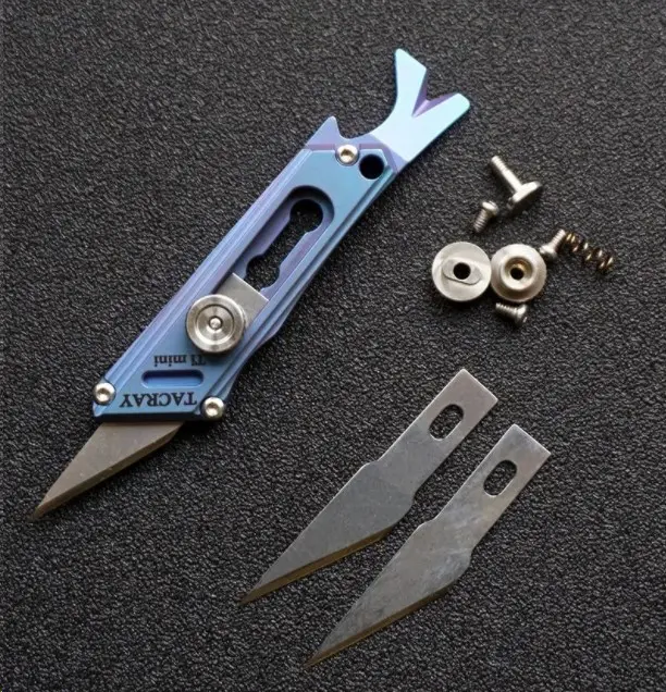 BST TI portable Titanium Mini Keychain utility knife EDC Gear pocket knife paper cutter keychain Knife camping Hiking Ultra co