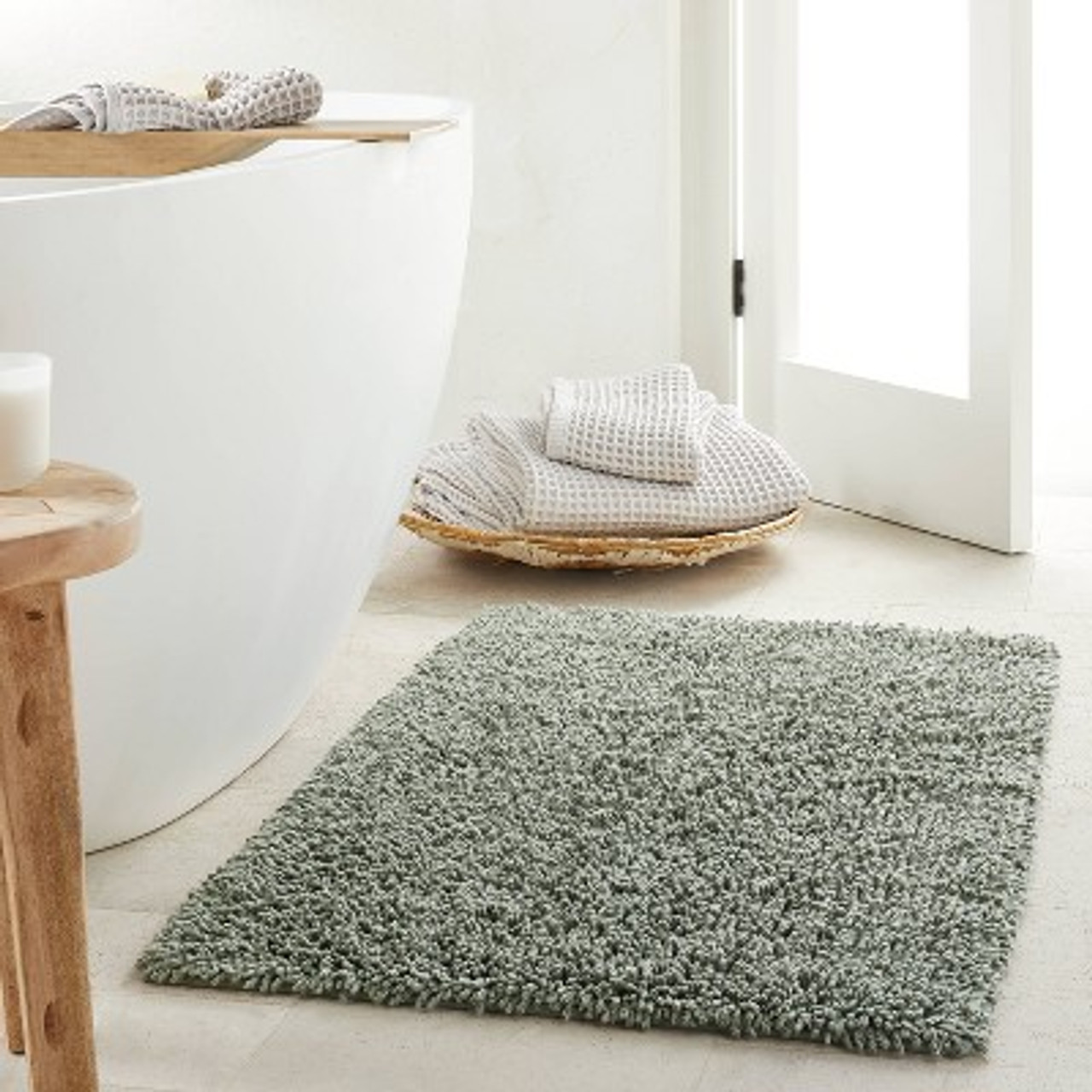 21x34 Melange Looped Bath Rug Sage Green - Casaluna™