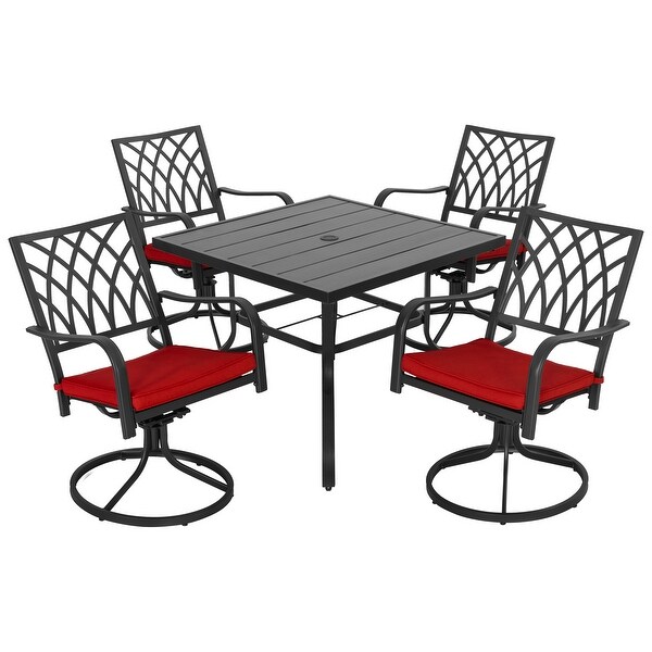 Nuu Garden Outdoor 5Piece Dining Set，Stackable Chairs and 37'' Square Dining Table