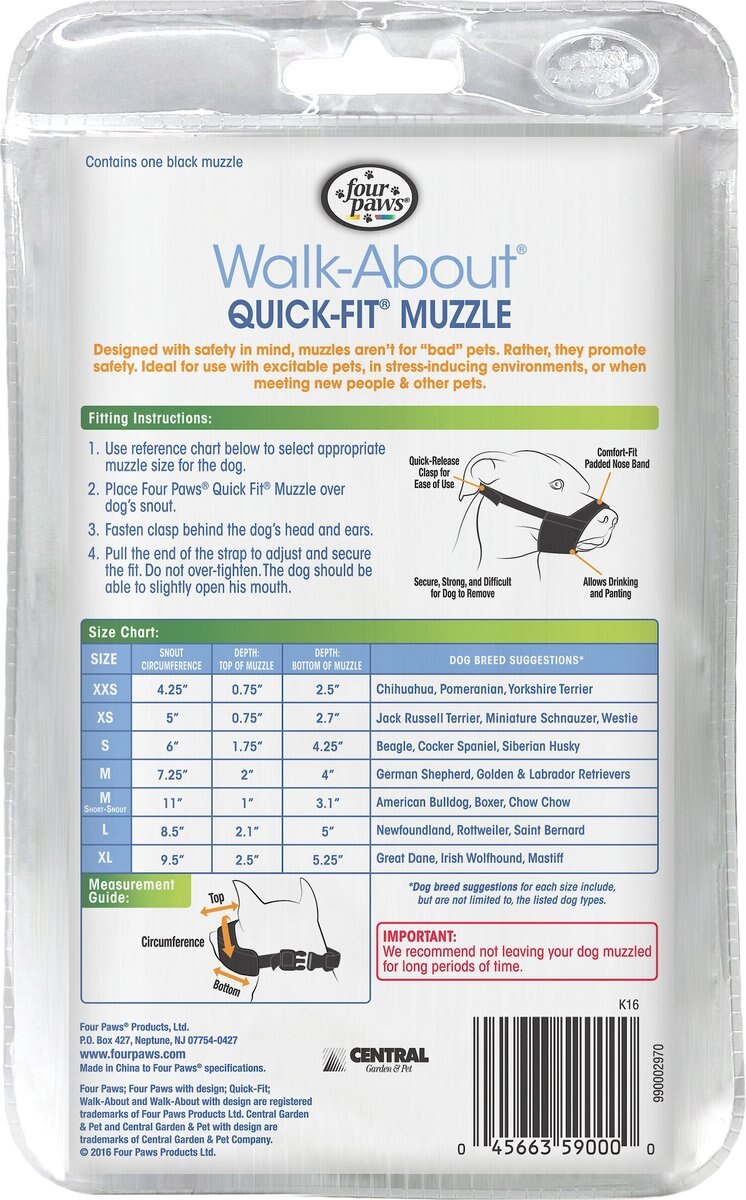 Four Paws Walk-About Quick-Fit Dog Muzzle