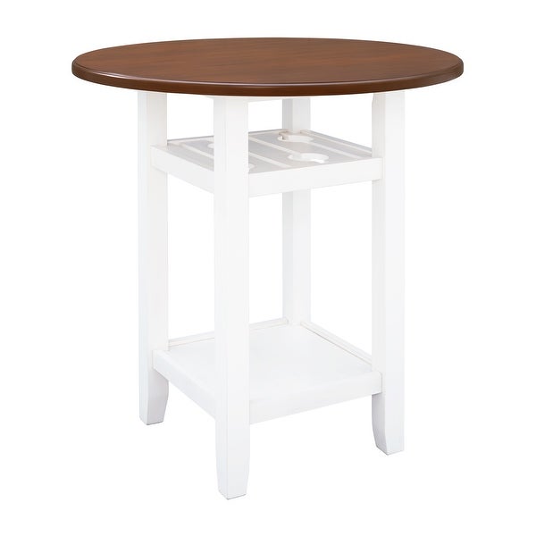 36 in. Cherry and White Round Wood Counter Height Kitchen Dining Table