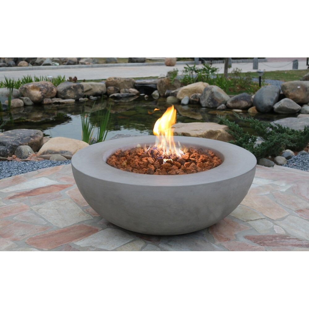 Elementi Lunar Bowl Concrete Fire Pit  Propane  45 000 BTU  Auto Ignition