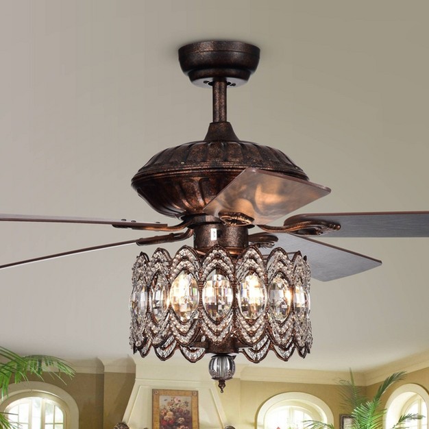 X 52 quot X 23 quot Grove Dejes Chandelier Lighted Ceiling Fan With Crystal Shade Brown Warehouse Of 