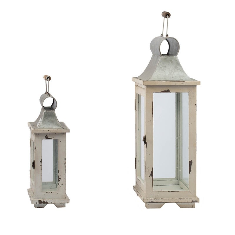 A and B Home AandB Home Evelyn Silver Metal Lanterns (Set of 2)