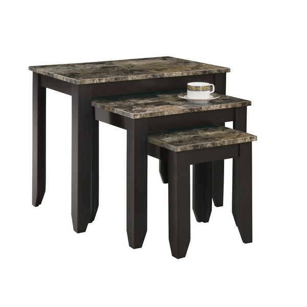 Set of 3 Cappuccino Brown Contemporary Nesting Tables 13.75