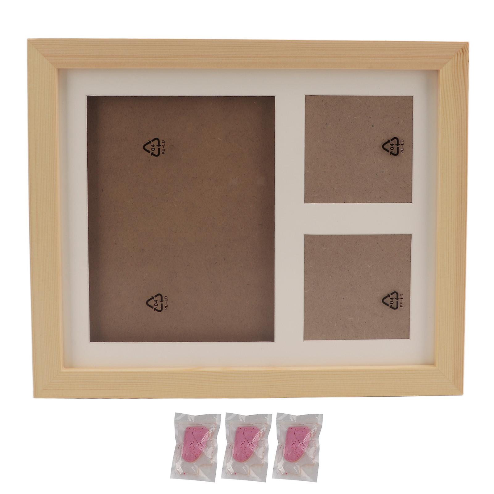 Dog Pet Pawprint Keepsake Kit Premium Wooden Photo Frame With Clay Mold For Paw Print Free Bonus Stencilpink Mud Crude Wood Frame